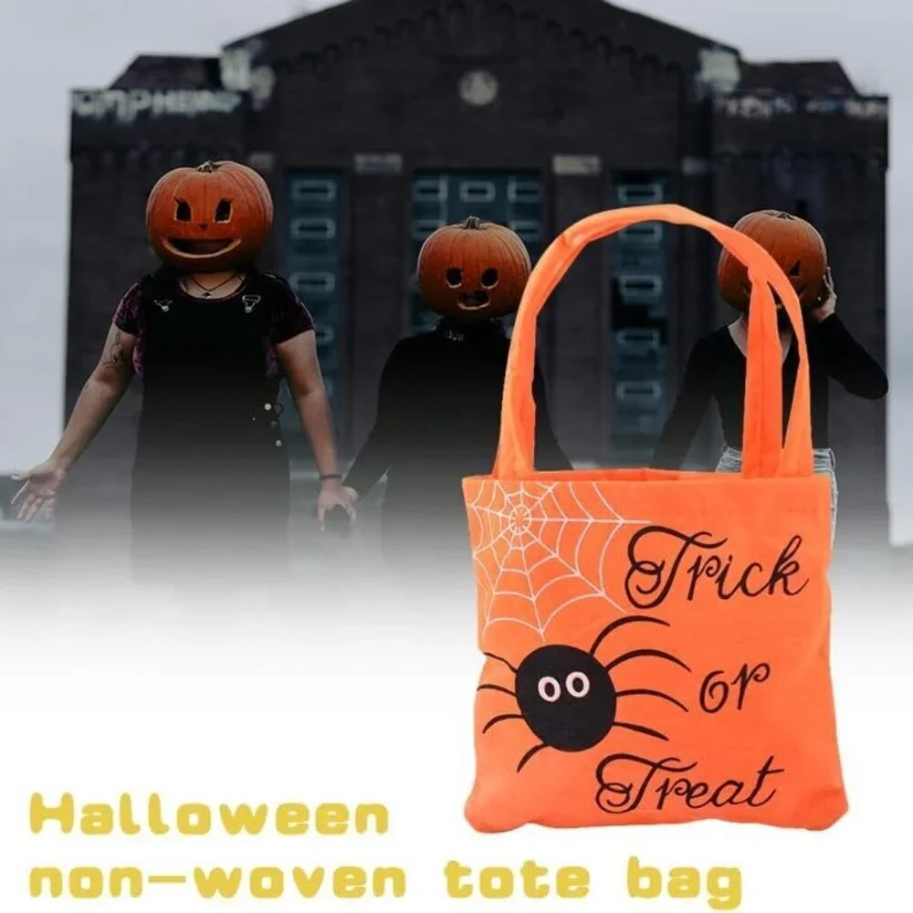 Halloween Trick or Treat Bag Spider Reusable Canvas Tote Candy Goodie Kids